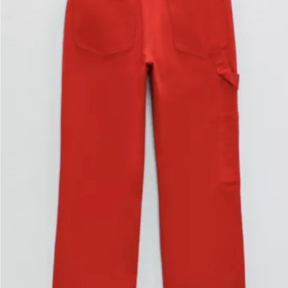 Zara Red Cargo Trouser Pants Jeans For Women Size Small Excellent Condition - Picture 5 of 10